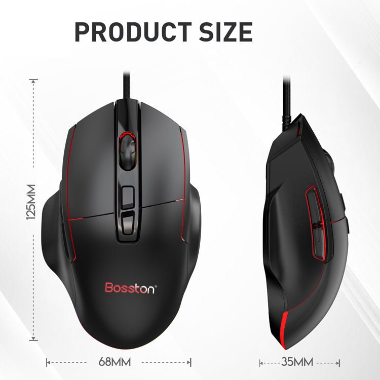 BOSSTON X11 Wired 7D Gaming Mouse Macro Programming E-sports Mouse High Return Rate 7200DPI - Image 6