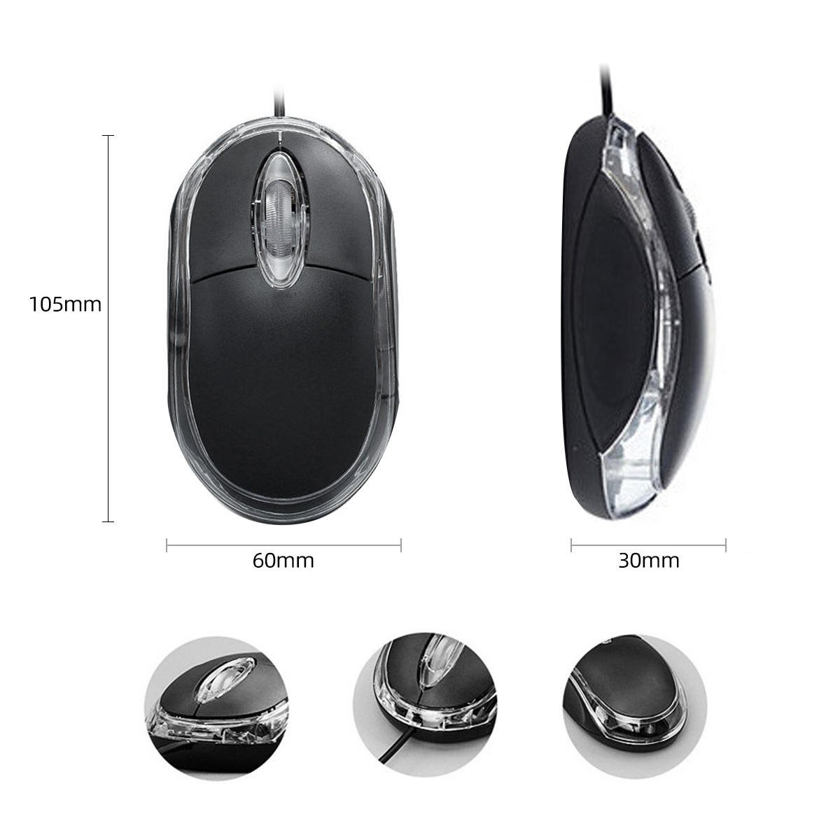 BOSSTON 2026 Compact Model Wired USB Office Mouse with Illuminated Lighting - Image 2