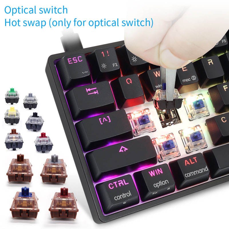 USB Type-c Interface 60% White Black Keyboard RGB 61 Keys Gaming Usb Wired Light Led Gamer Hot Swap Mechanical Keyboard - Image 3
