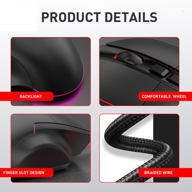 BOSSTON X11 Wired 7D Gaming Mouse Macro Programming E-sports Mouse High Return Rate 7200DPI - Image 3