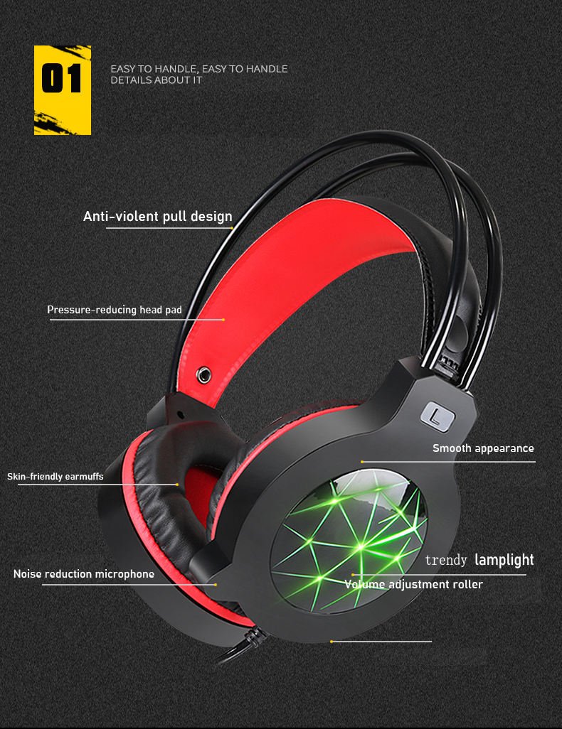 BOSSTON 3.5mm Wired Gaming Headphones Over Ear Game Headset Noise Canceling Earphone + Microphone - Image 2