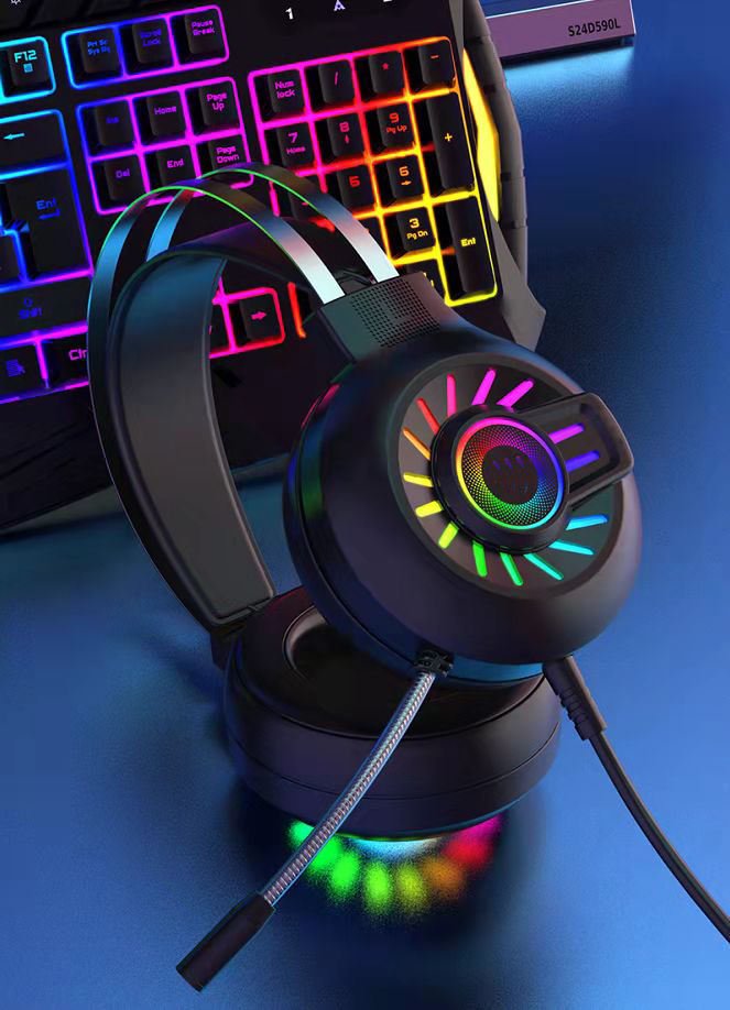 USB Port Colorful Surround Sound Headset with RGB Light Headphone for Game - Image 2